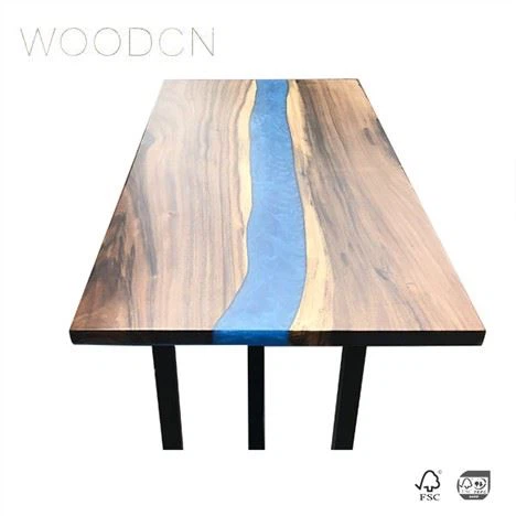 Atas Meja Teh Sungai Resin Kayu Walnut