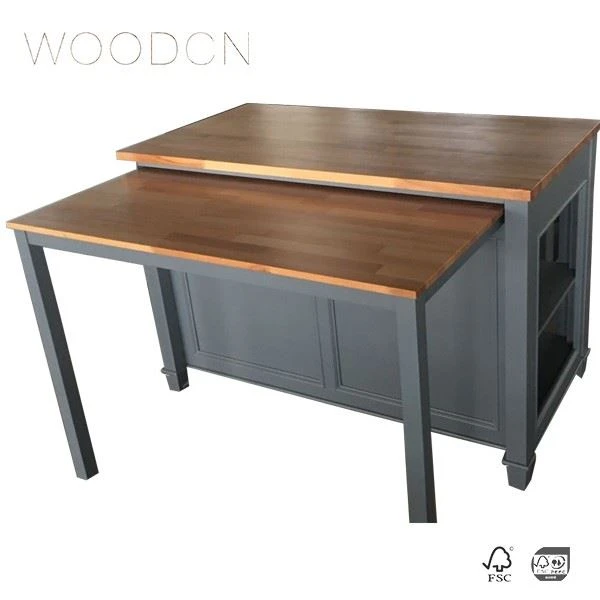 Beech Wood Butcher Block Metal Cabinet Top