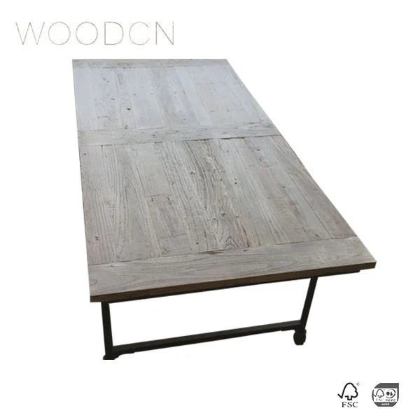 Solid Recycle Old Elm Wood Office Desk Top Factory